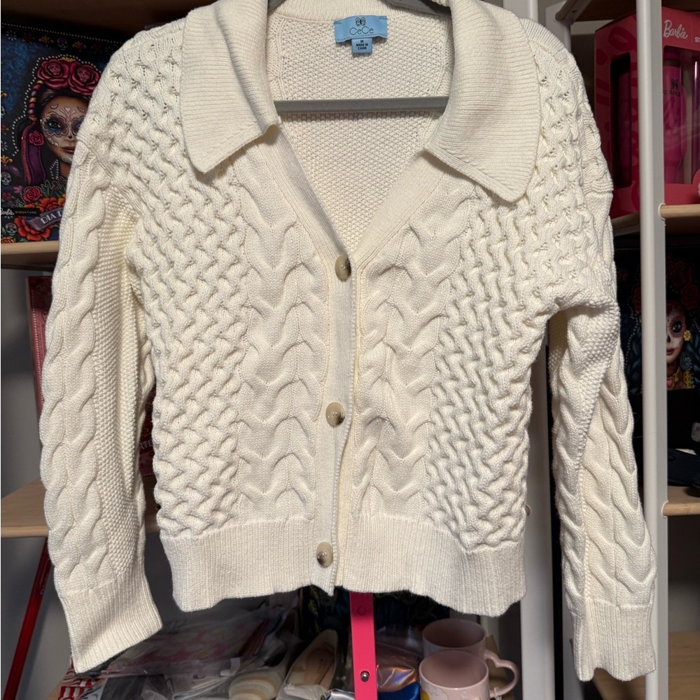 CeCe Cable Knit Cardigan – Size Medium